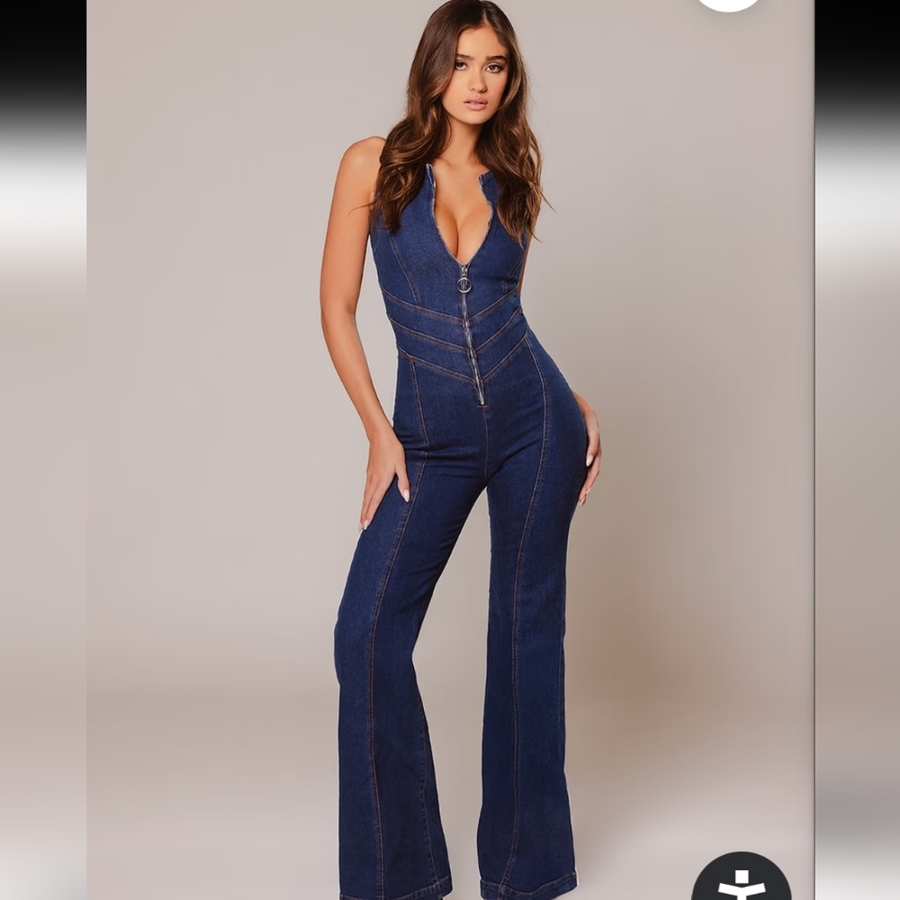 Elegant Jean  Jumpsuit with Zipper